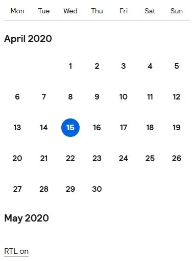 Scrollable calendar