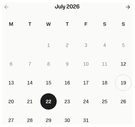 Calendar from Circuit UI