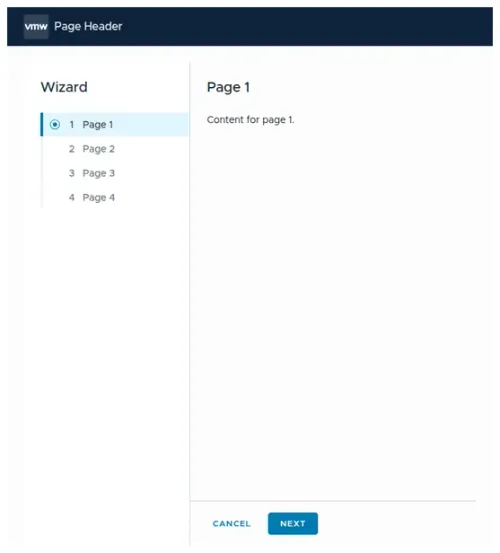 Wizard (in-page) from Clarity Design System