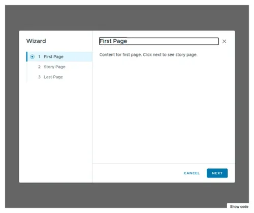 Wizard Page from Clarity Design System