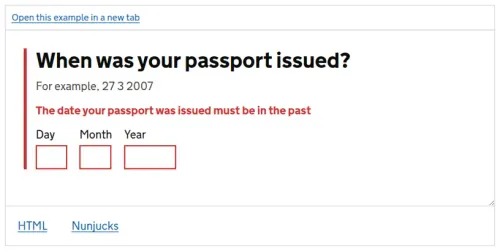 Error Message from GOV.UK Design System