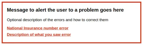 Error summary from GOV.UK Design System