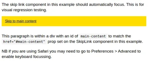 Skip link from GOV.UK Design System