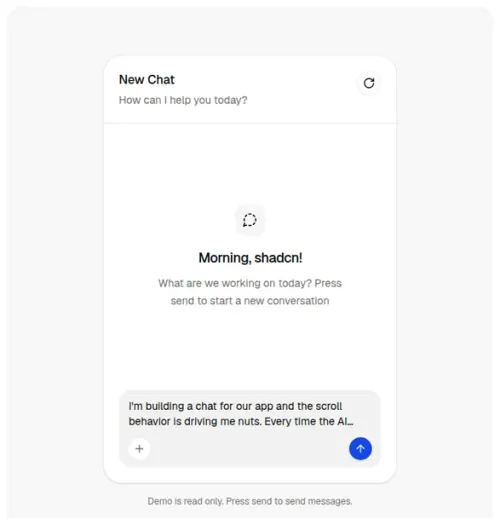 Message Scroller from shadcn